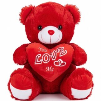 Ursuleț de pluș roșu cu inimă „You Love Me”